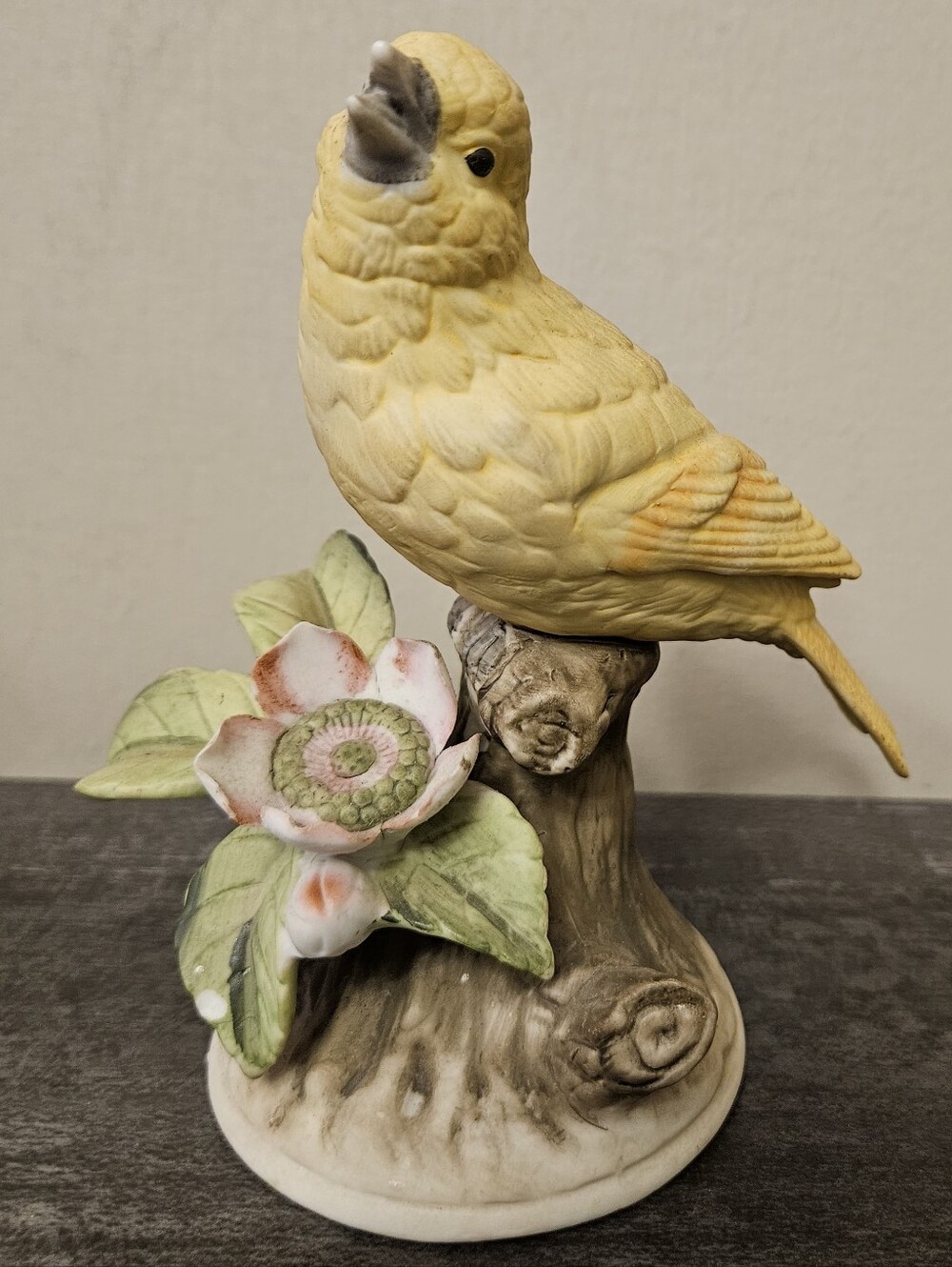Vintage Royal Crown Yellow Canary Bird Porcelain Figurine by J. Byron